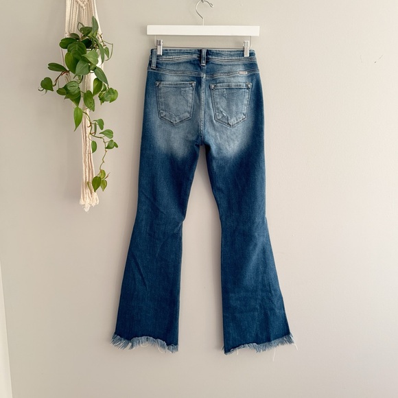 Kancan Medium Wash Flare High Rise Distressed Denim Jeans - Picture 3 of 5
